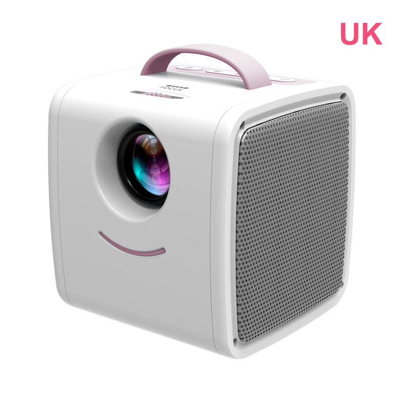Q2 LCD Mini Portable Projector One Hand Gripped Support 1080P Full HD HDMI USB VGA Porket Projector for Children Study: Pink UK Plug