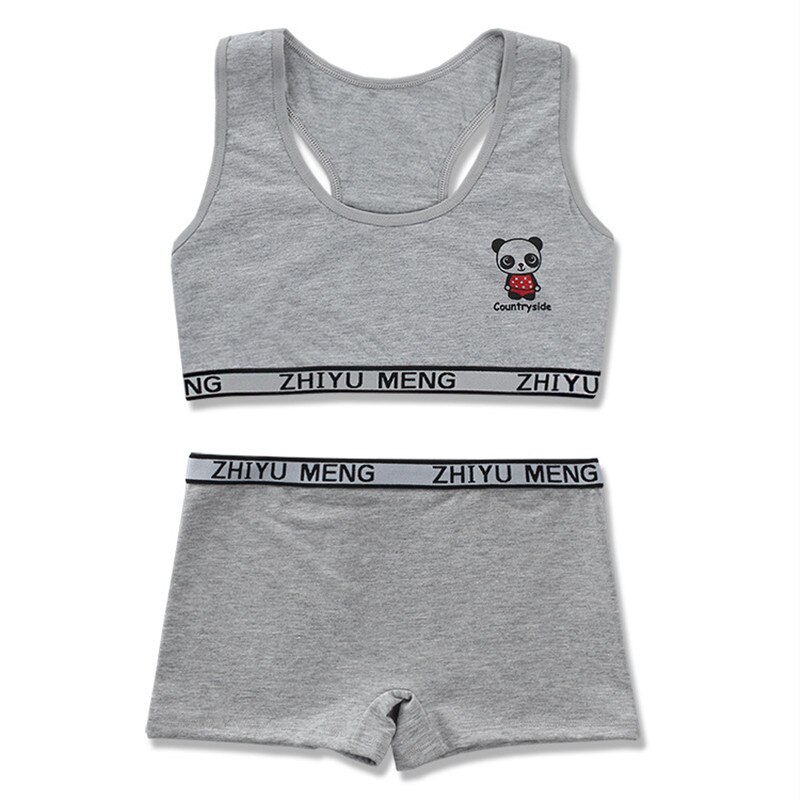 3 sæt/parti pigeundertøj camisole bomuld hipster 8-14y børn pige & #39 ;s træning sommer sport bh sæt