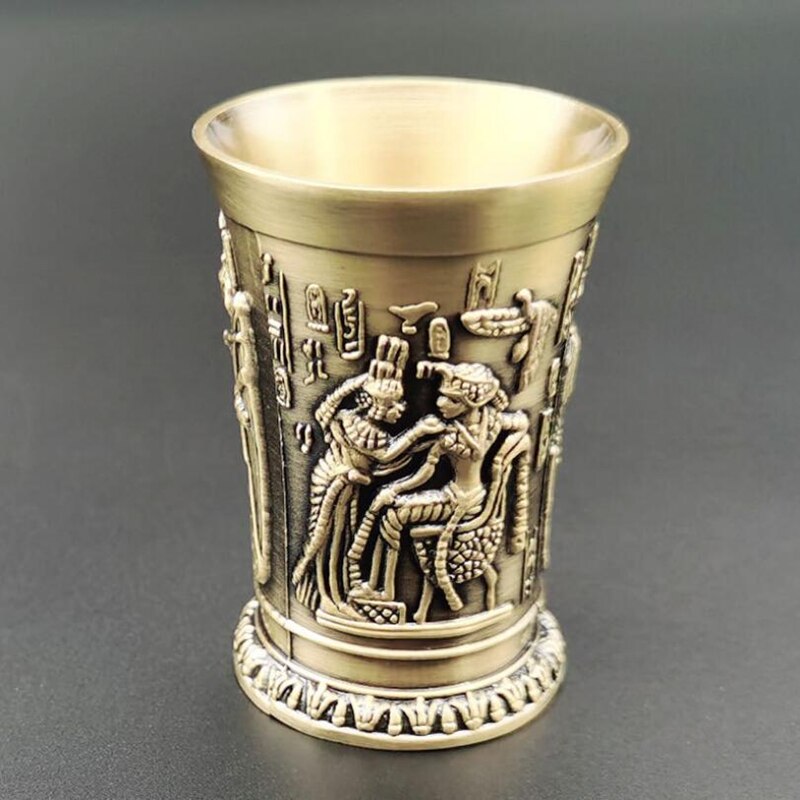 Liqueur Glass 3D Cameo Bronze Copper Shot Glass Cocktail Liquor Wine Cup Ancient Egypt Pharaoh Cleopatra Rameses Rah Tass Cappie