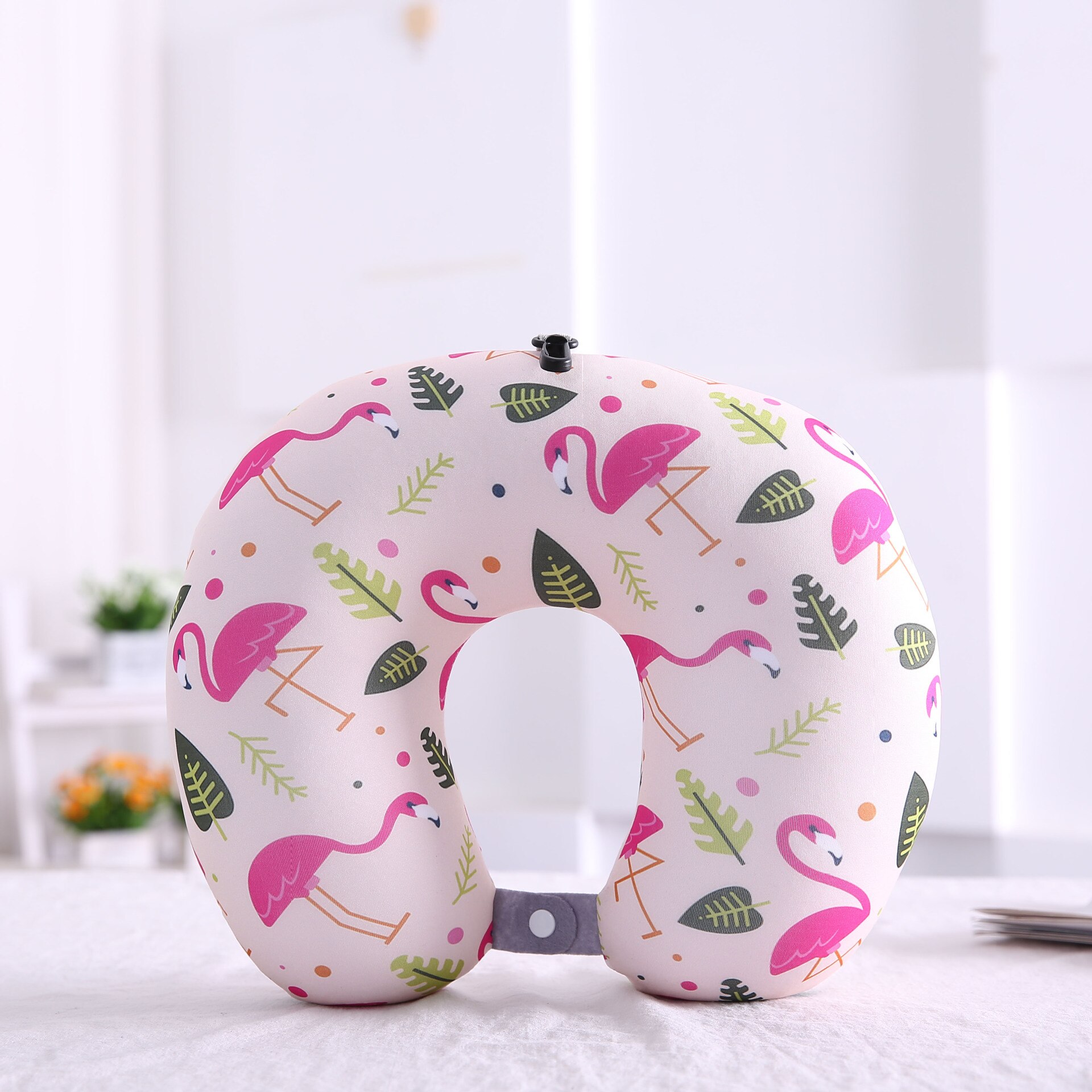 Flamingo U Shaped Travel Pillow Particles Neck Pillow Animal Printing Car Headres Super Soft Comfortable Pilow 32*32CM 1Pcs: COLOR 9