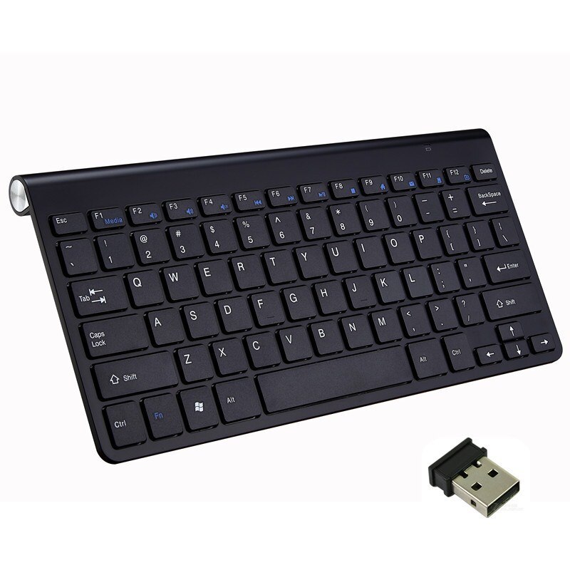 mini multimedia keyboard and mouse combination for laptop and tablet 2.4g wireless keyboard/bluetooth-compatible keyboard: Black Keyboard
