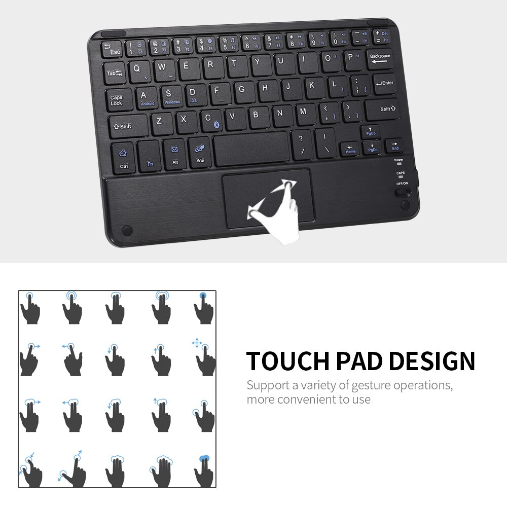 Wireless BT 3.0 Keyboard 59 Keys Ultra-slim Mini BT Keyboard Touch Pad Support Android Windows iOS for Laptop Phone Tablet