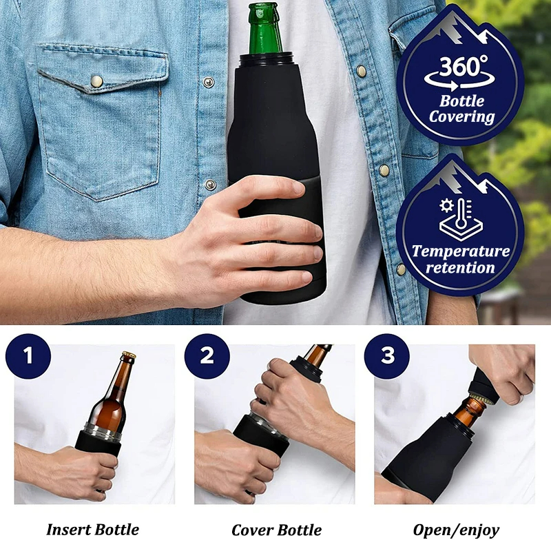 Double Wall Vacuum Insulated Bottle Cola Vacuum Flask 12oz Drink Can Bottle Holder 3 in 1 Stainless Steel Beer Tank with Opener