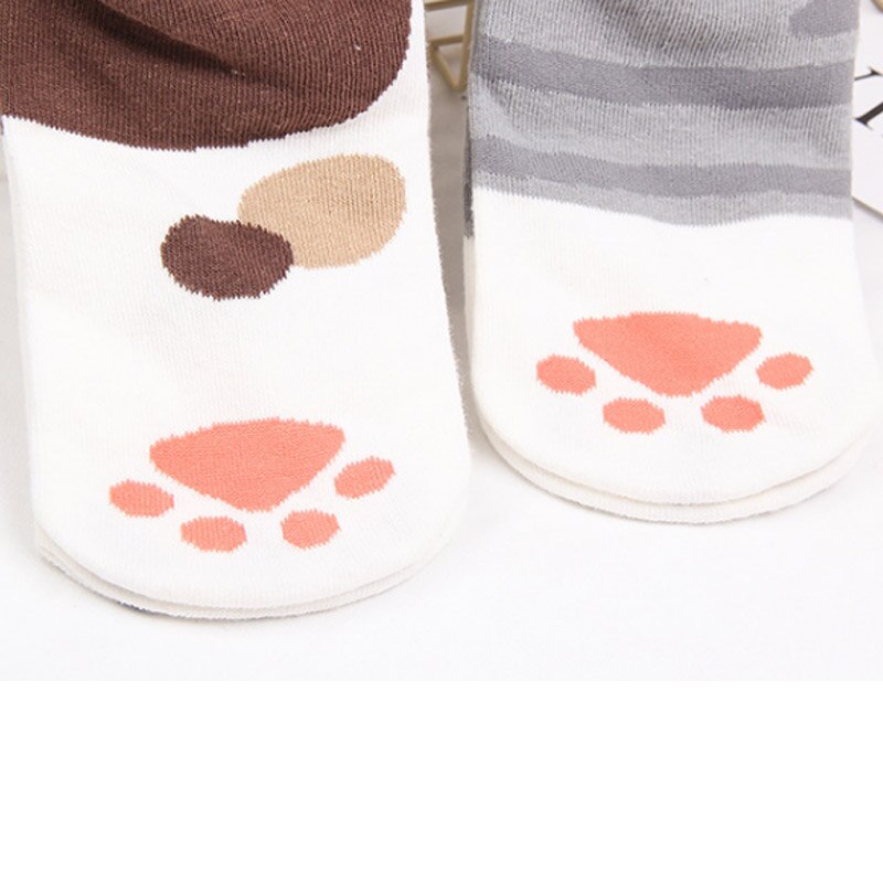 Cartoon Cute Cat Paw Winter Socks Lovely Student 3D Animal Ear Medium Tube Cotton Women Socks