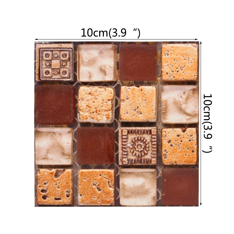 10PCS 10*10cm Waterproof Mosaic Wall Sticker PVC Colorful Wall Tile For DIY Kitchen Bathroom Home Decoration Backsplash Stickers