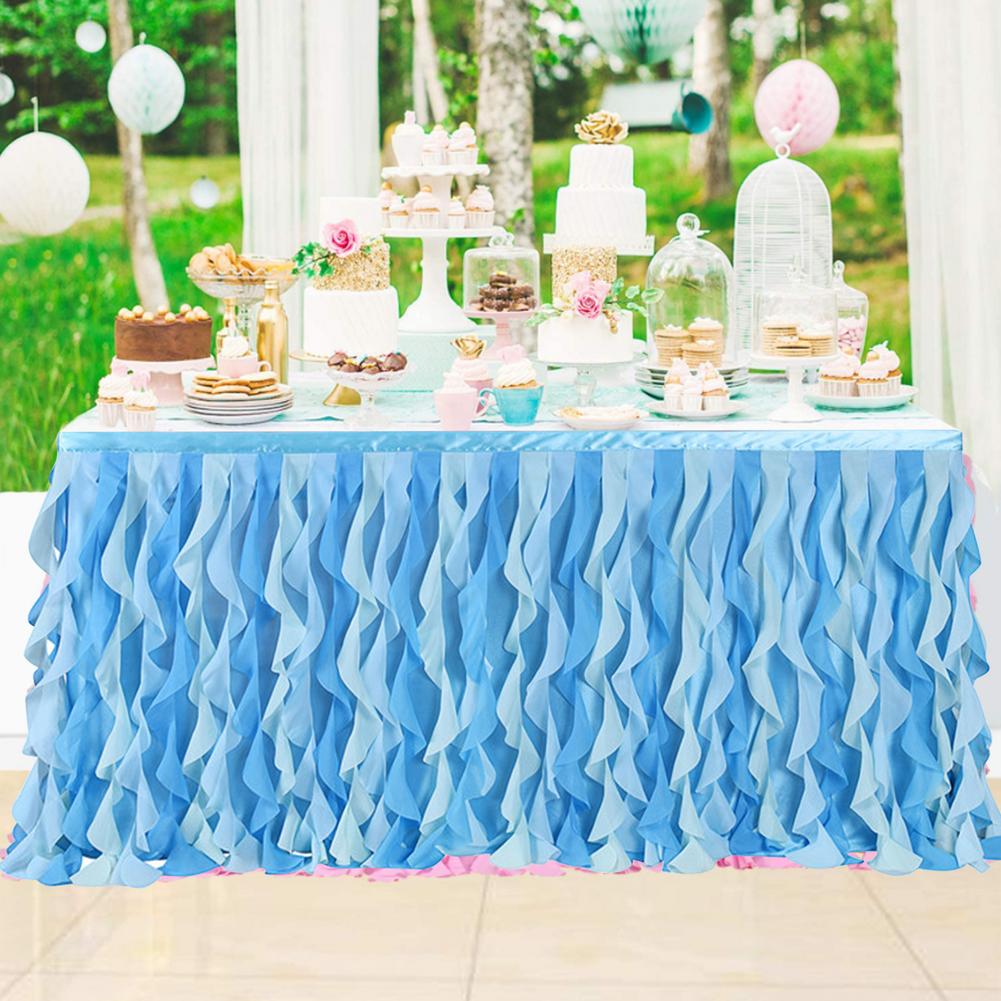 6 Ft Mermaid Curly Willow Table Skirt Tulle Table Skirt for Rectangle Table or Round Table,Tutu Table Skirt for Wedding Party