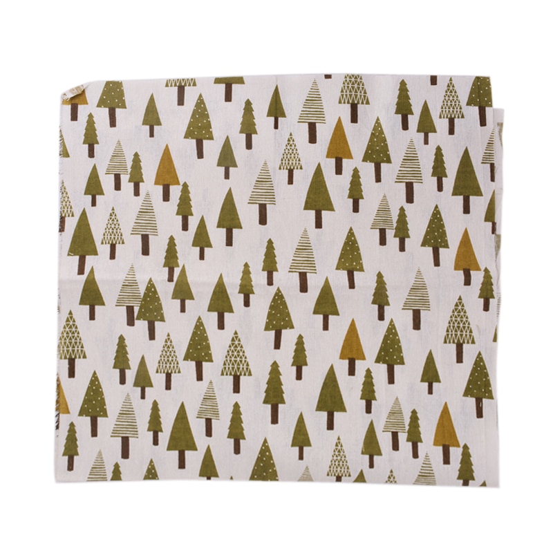 97x50cm Christmas Tree Pattern Natural Linen Cotton Fabric DIY Sewing Fabric Christmas Decoration Quilting Patchwork