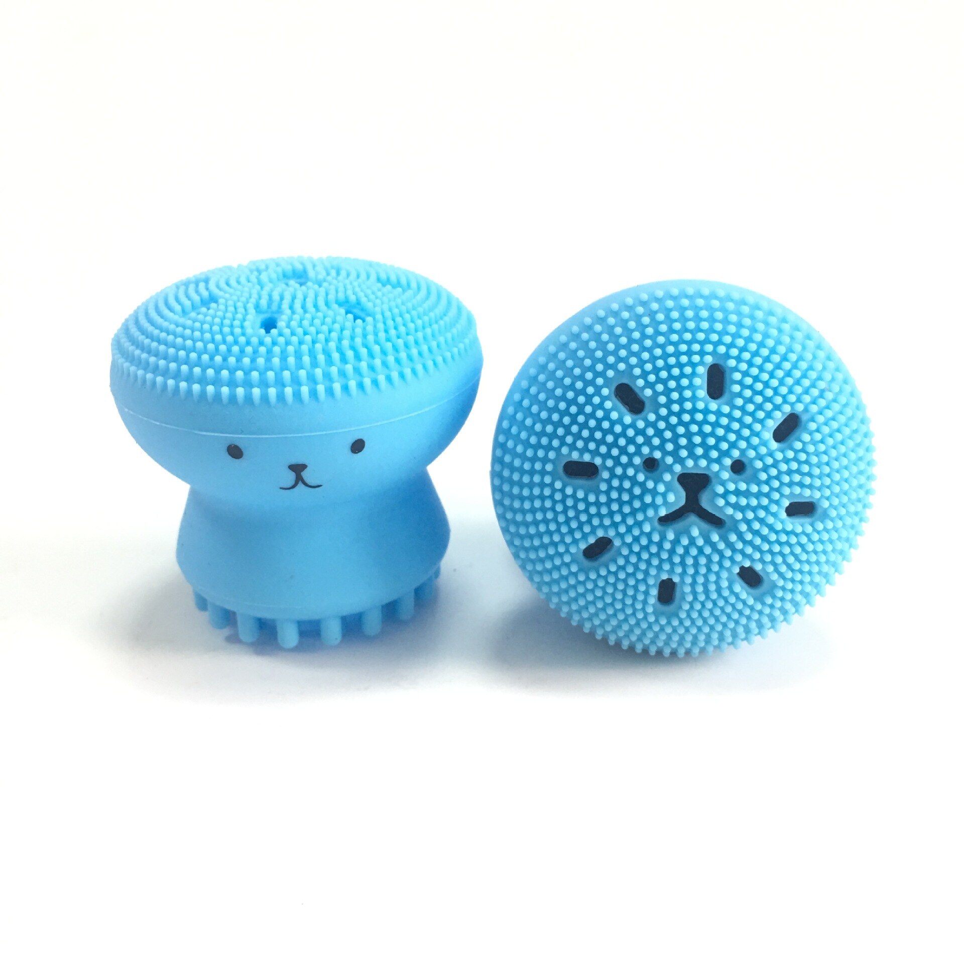 Cepillo de limpieza Facial de silicona, limpiador Facial con forma de pulpo, exfoliante, cepillo de lavado: Blue