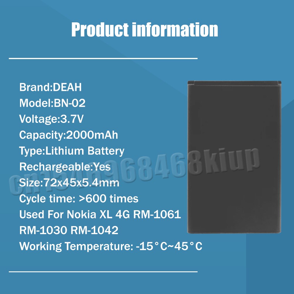 1-20 stück 3.7v bn -02 bn 02 bn02 für wiederaufladbare lithium-batterien nokia  xl 4g rm -1061 rm-1030 ersatz-handyakkus
