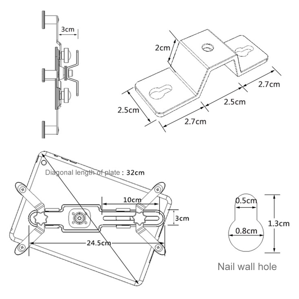 Suporte de parede universal para tablet de 7.9 a 12 polegadas, liga de alumínio, rotação 360 °, suporte para ipad 2 air 1, forhuawei