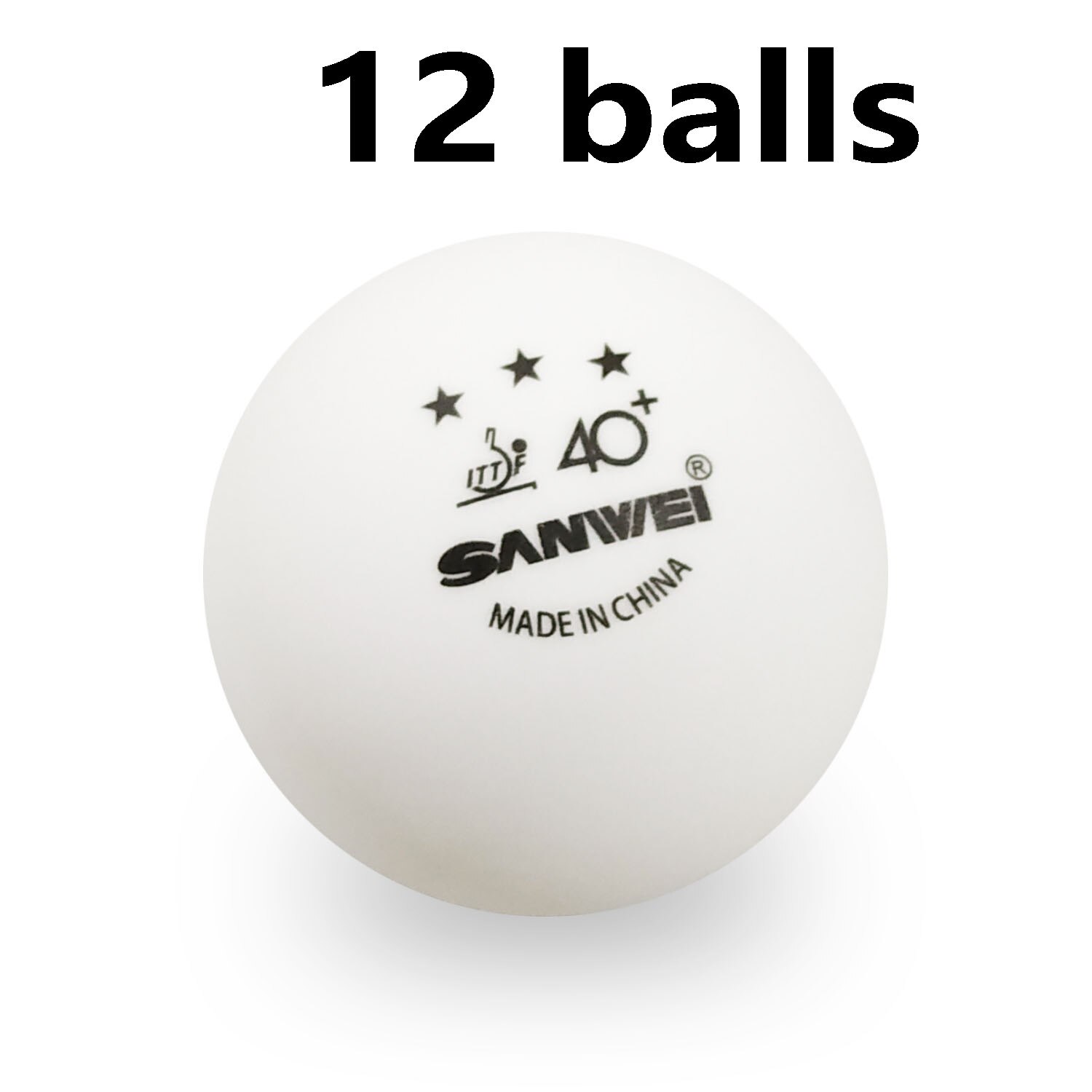 Sanwei 3- stjärnigt material plast sömlös 40+  bordtennisbollar ittf godkända poly pingisbollar: Vita 12 bollar