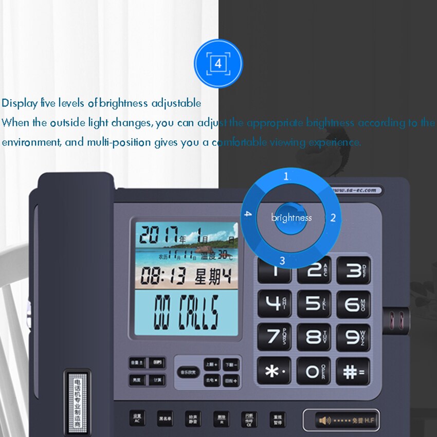 Office Home Corded Telephone Phone with Caller ID/Call Waiting, Speakerphone, Blacklist, Dual Interface Calculator &amp; Alarm Clock