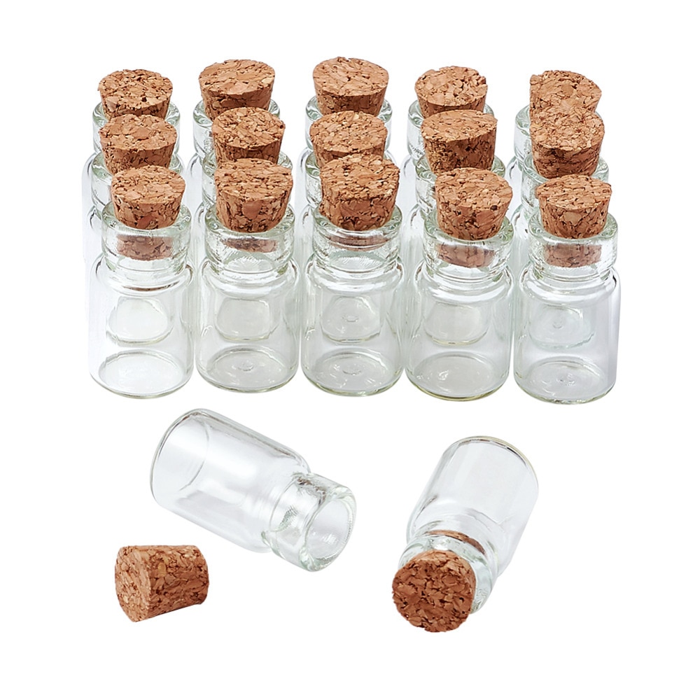 20 stuks 18x10mm Clear kleine glazen flessen met kurken stoppers mini Bead Containers Wishing Fles Bericht Flesjes potten Containers