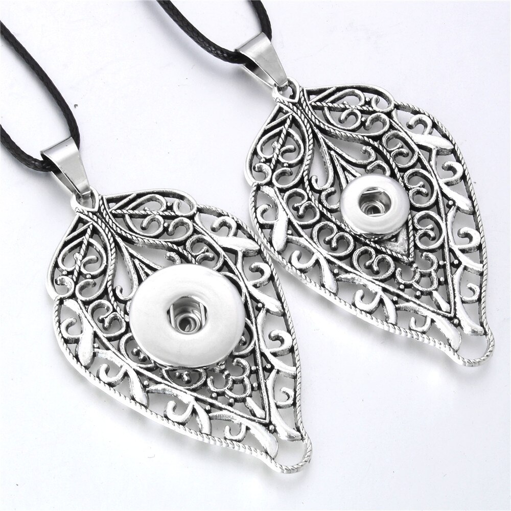 Choker Ketting 18mm Drukknoop Kettingen Bladvorm Verklaring Lange Ketting Voor Vrouwen DIY Sieraden ZG050