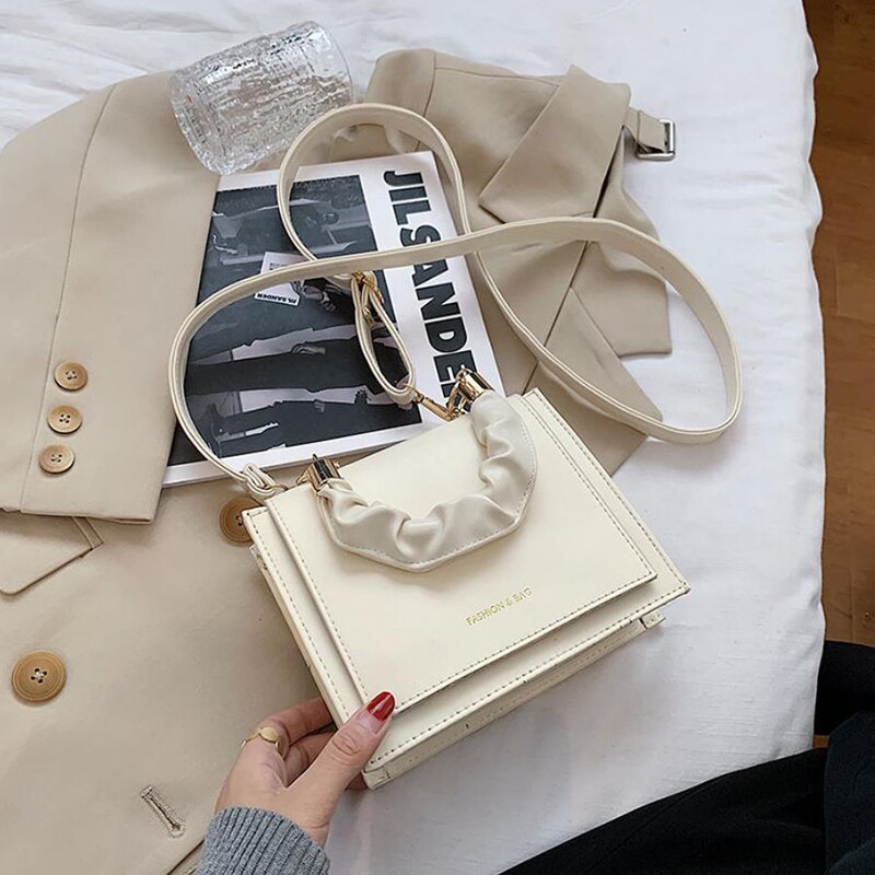 Lhxcy Clamshell Pu Lederen Crossbody Tassen Hoge Capaciteit Keten Rits Gesp Schoudertassen Mode Zachte Tas: white