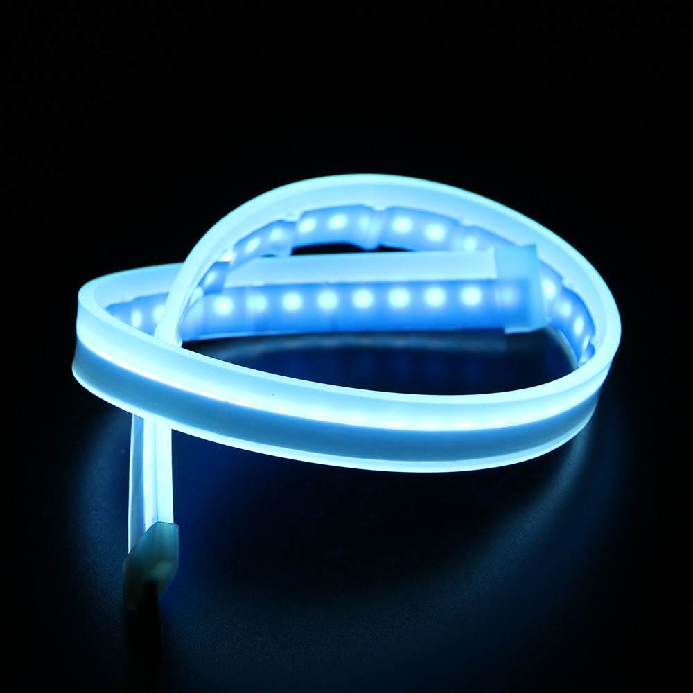 1 stücke Weiß Gelb flexibel Weichen Schlauch führen Ultrafeinen DRL 45 60cm Tagfahrlicht Blinker Lampen Auto LED Streifen 12V