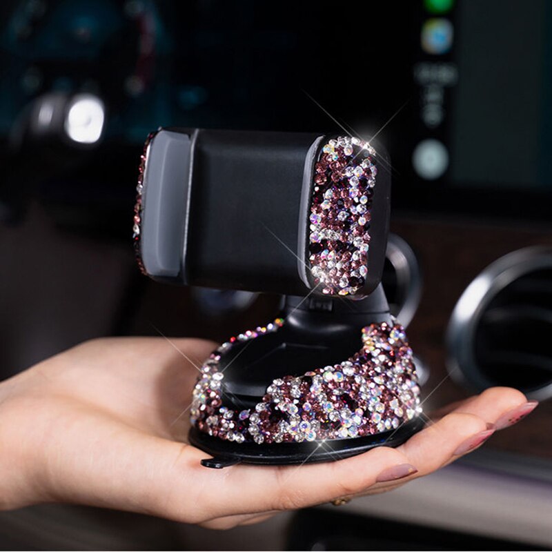 Luxe diamanten auto telefoonhouder beugel zuignap decoratie dashboard auto accessoires interieur vrouw decoratie bling strass steentjes