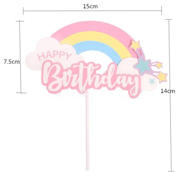 Cake Topper Rainbow Cake Flag Happy Birthday Cake Topper Dessert Decoration for Birthday Party Lovely: 5