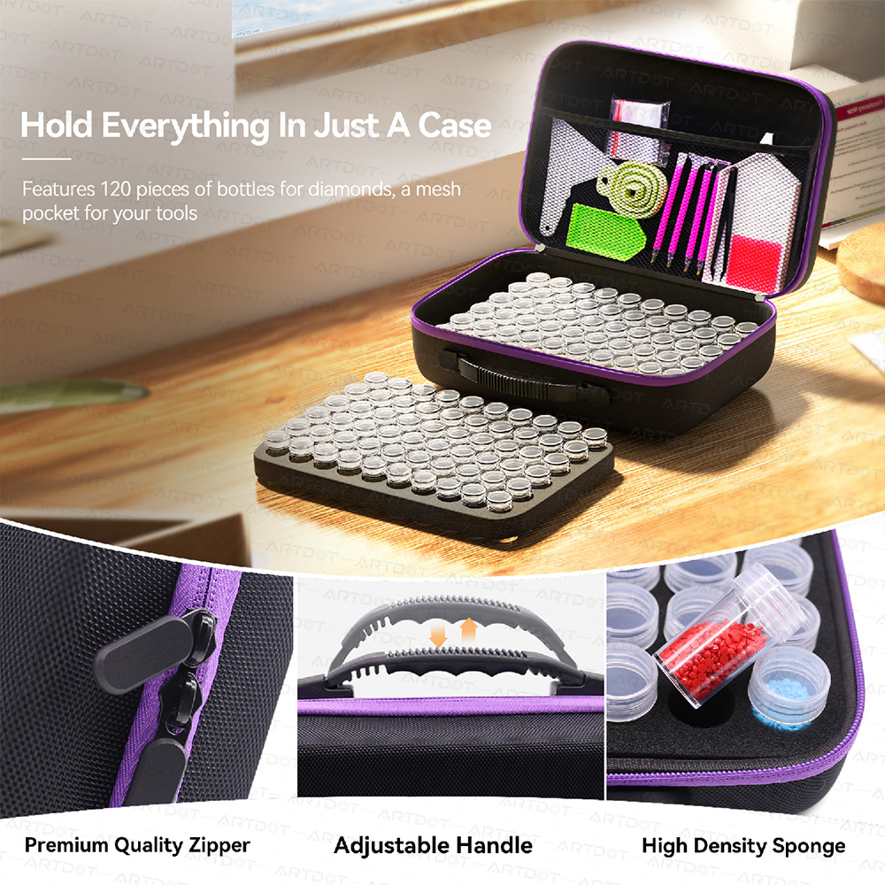 Diamond Painting Storage Box Container 120/60/30/15/7 Slots with Accessories Tools Kits for Beads Diamonds Rhinestones Storage