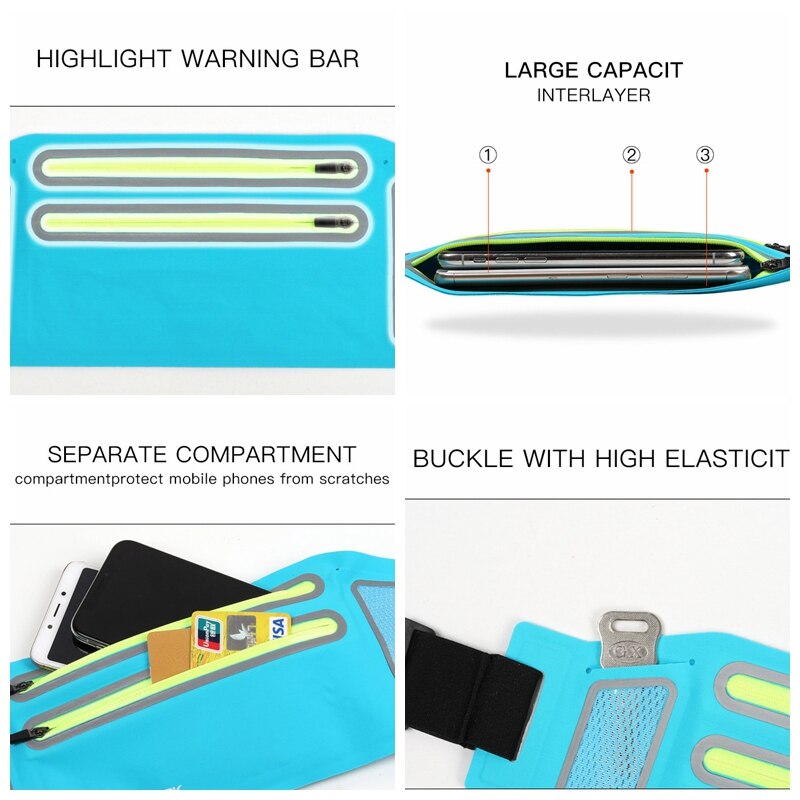 Doppel-reißverschluss Sport Gürtel Tasche Fitness Radfahren Laufen Telefon Taille Tasche Unsichtbare Männer Frauen Joggen Taille Pack