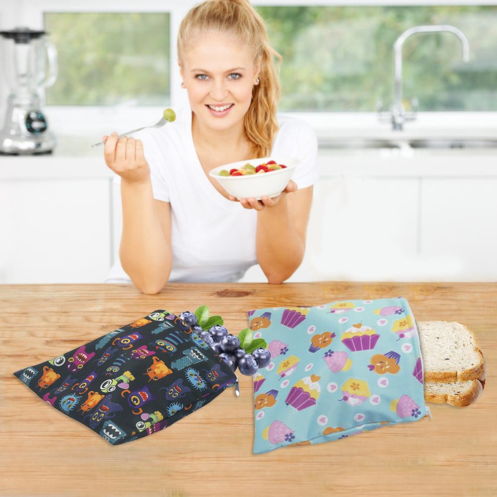 3Pcs Herbruikbare Snack Tas Waterdichte Brood Sandwich Bag Pouch Draagbare Ontbijt Houder Voor School Camping Werk Reizen