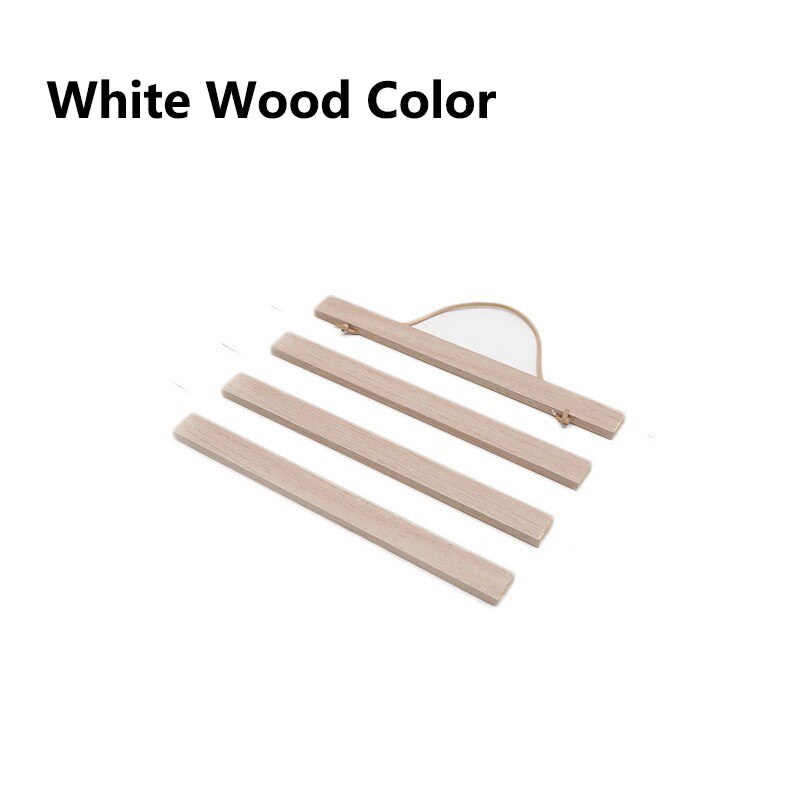 21-50cm Magnetic Wooden Photo Frame Scroll Print / Poster / Picture Hanger DIY Photo Poster Painting Wooden Hanging Home Decor: white wood / 50cm