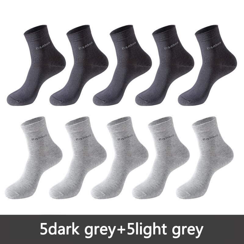 Chaussettes en bambou à bout sans couture pour hommes, décontractées, souples, pour le travail, l'athlétisme et la randonnée: 5 dark grey 5 grey