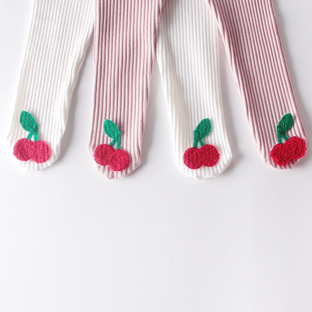 Katoen Geribbelde Panty Meisjes Kousen Leuke Cherry Panty Peuter Meisjes Panty Baby Meisje Stocking Peuter Knit Leggings Panty