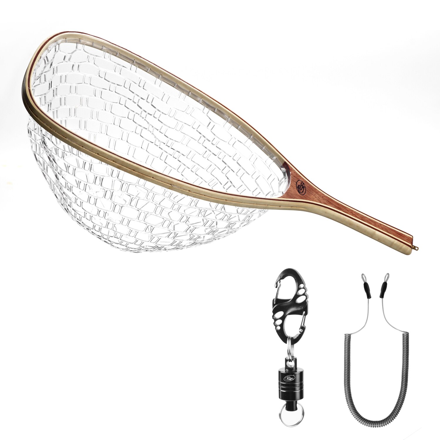 SF Fly Fishing Landing Soft Rubber Mesh Trout Catch and Release Net with Magnetic Net Release Combo Kit: with Black Release