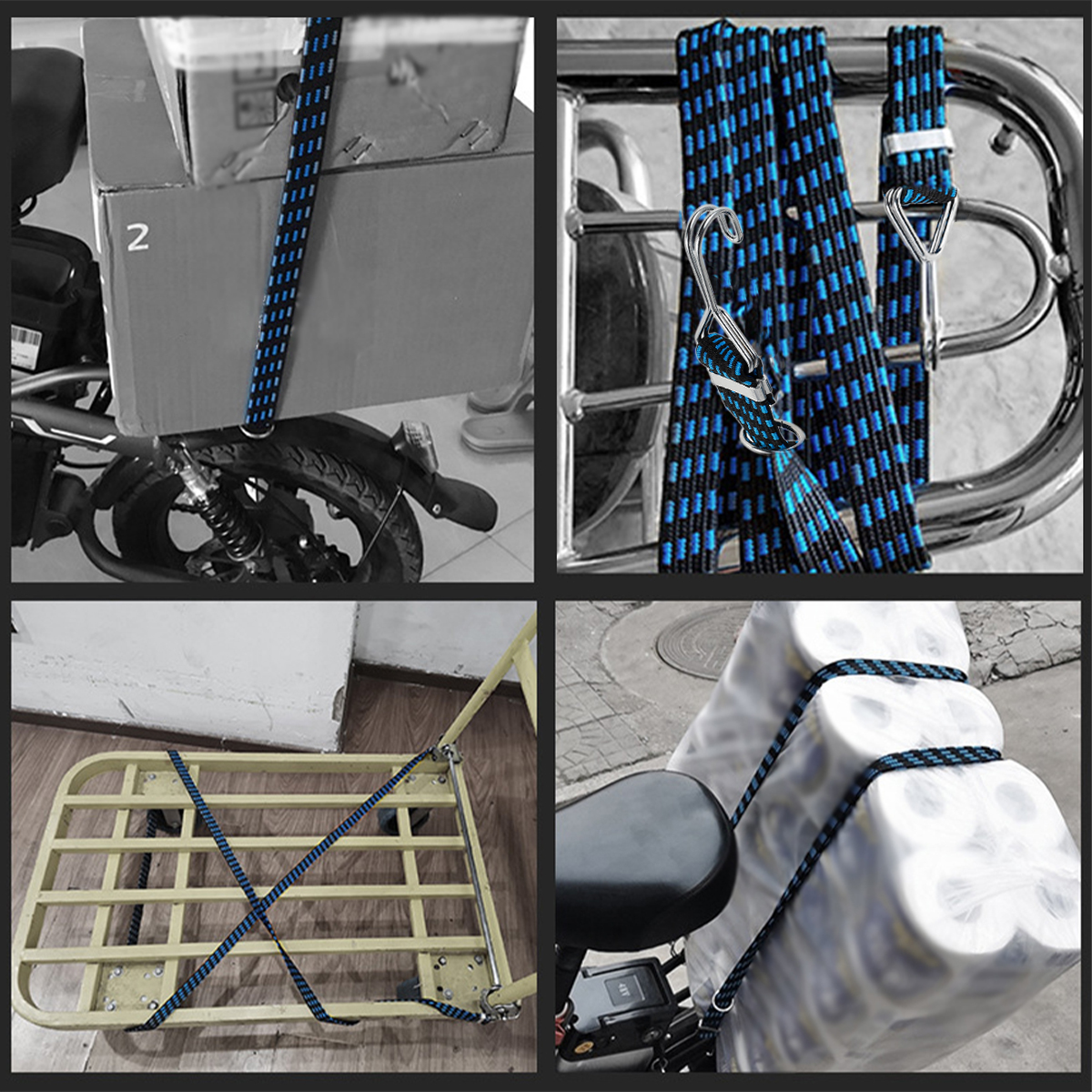 4 pezzi elastici per auto corde elastiche corda per bagagli ganci per cavi bici ampia corda piatta cravatta bagagli portapacchi cinghia fascia fissa Dropshipping