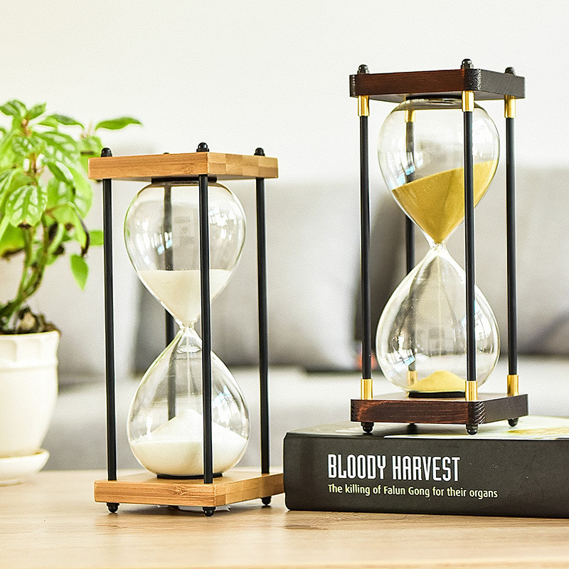 Platz Holz Unten Glas Sanduhr 30 Minuten Zeit Timer Hause Ornamente Sanduhr Küche Stunde Meter Blau Sand Uhr freundlicher
