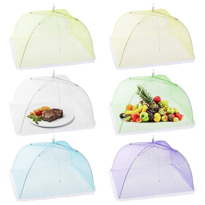 Mesh Screen Food Cover 6 Pack, Collapsible Colorful Umbrella Tent Keep Out Flies Bugs Mosquito Great Outdoor, Picnics: Default Title