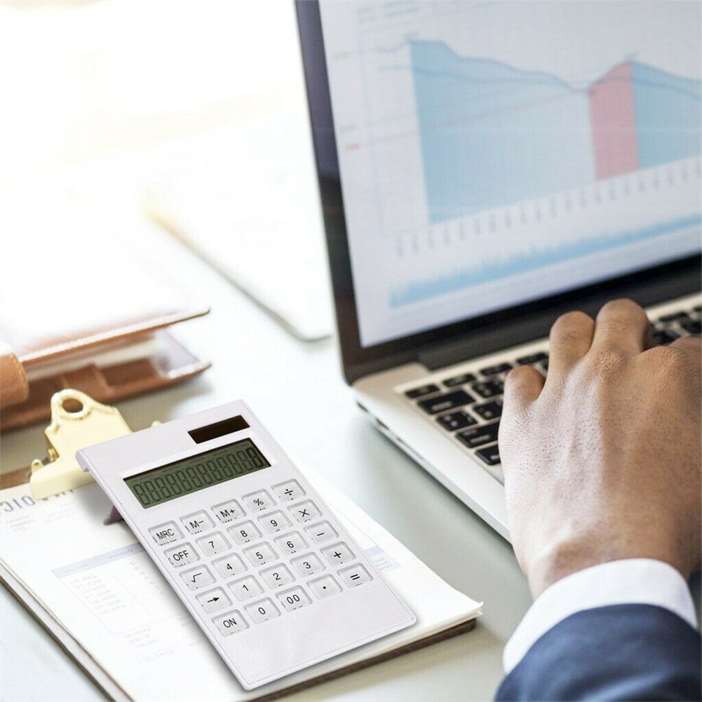 Portable Solar Powered Calculator Screen 12 Digit Large LCD Display for Office Daily Use QJY99