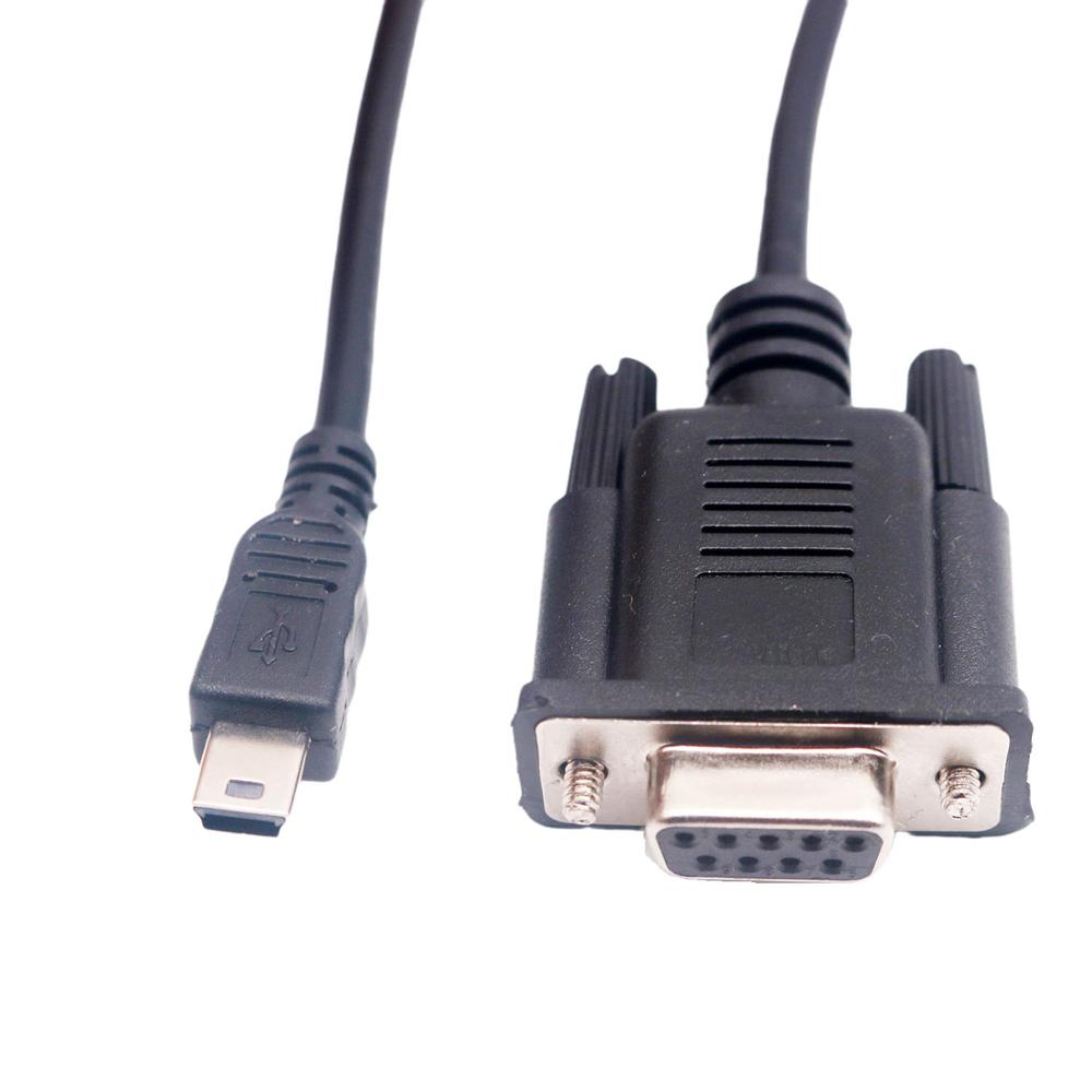 1x DB9 Female Panel Mount Jack to Mini USB 5pin Male 90 Degree Right Angle Plug Connector Cable Cord 1.8m