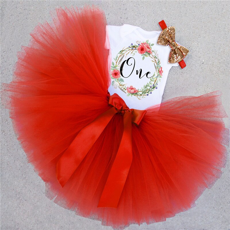 3pcs Baby Girl 1 Year Birthday Party Dress For Toddler Christening Tutu Cake Girls Dress Newborn 1st Baptism Vestido Outfits: ITEM 10