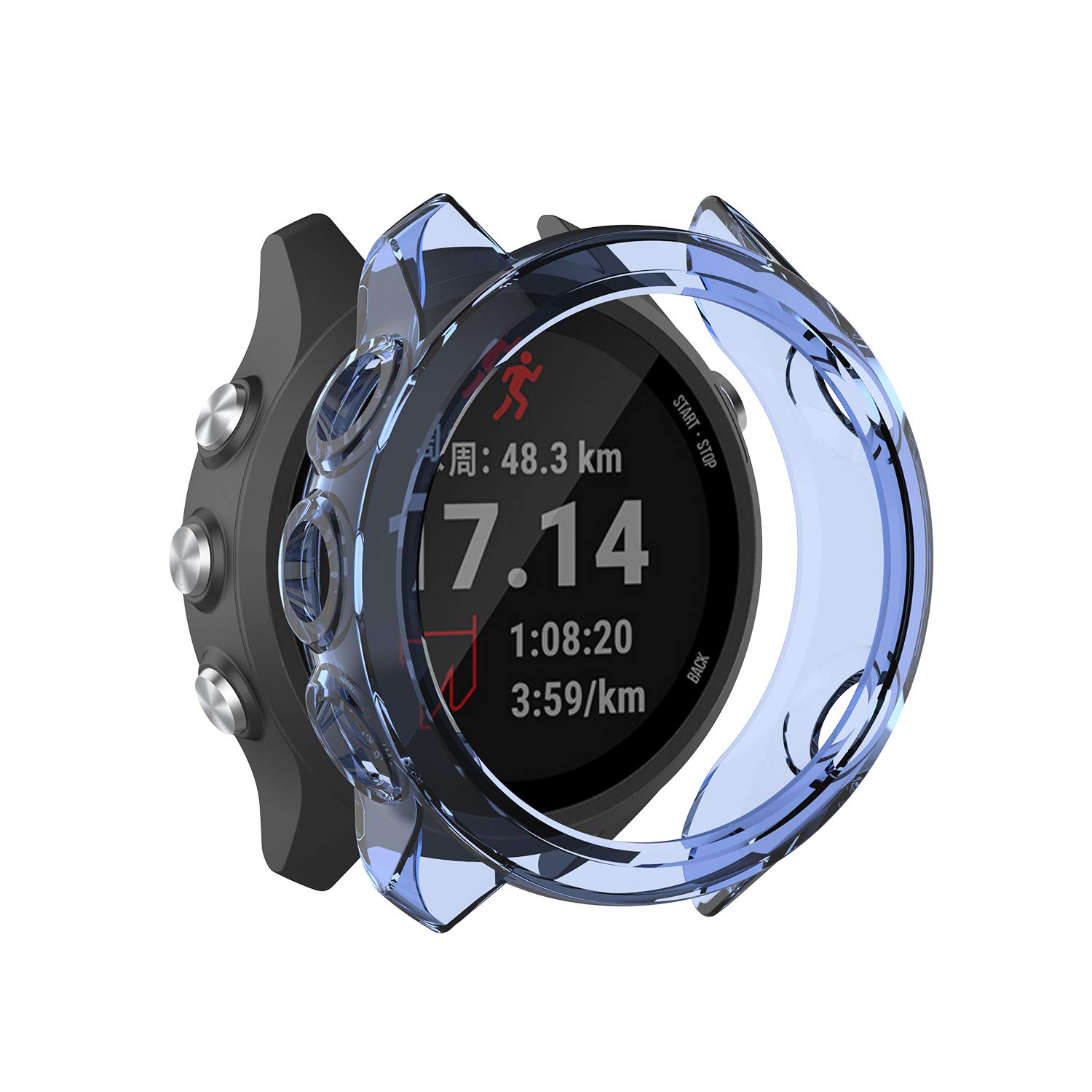 Funda protectora para reloj inteligente Garmin Forerunner 245 645, carcasa transparente de TPU para reloj inteligente: blue
