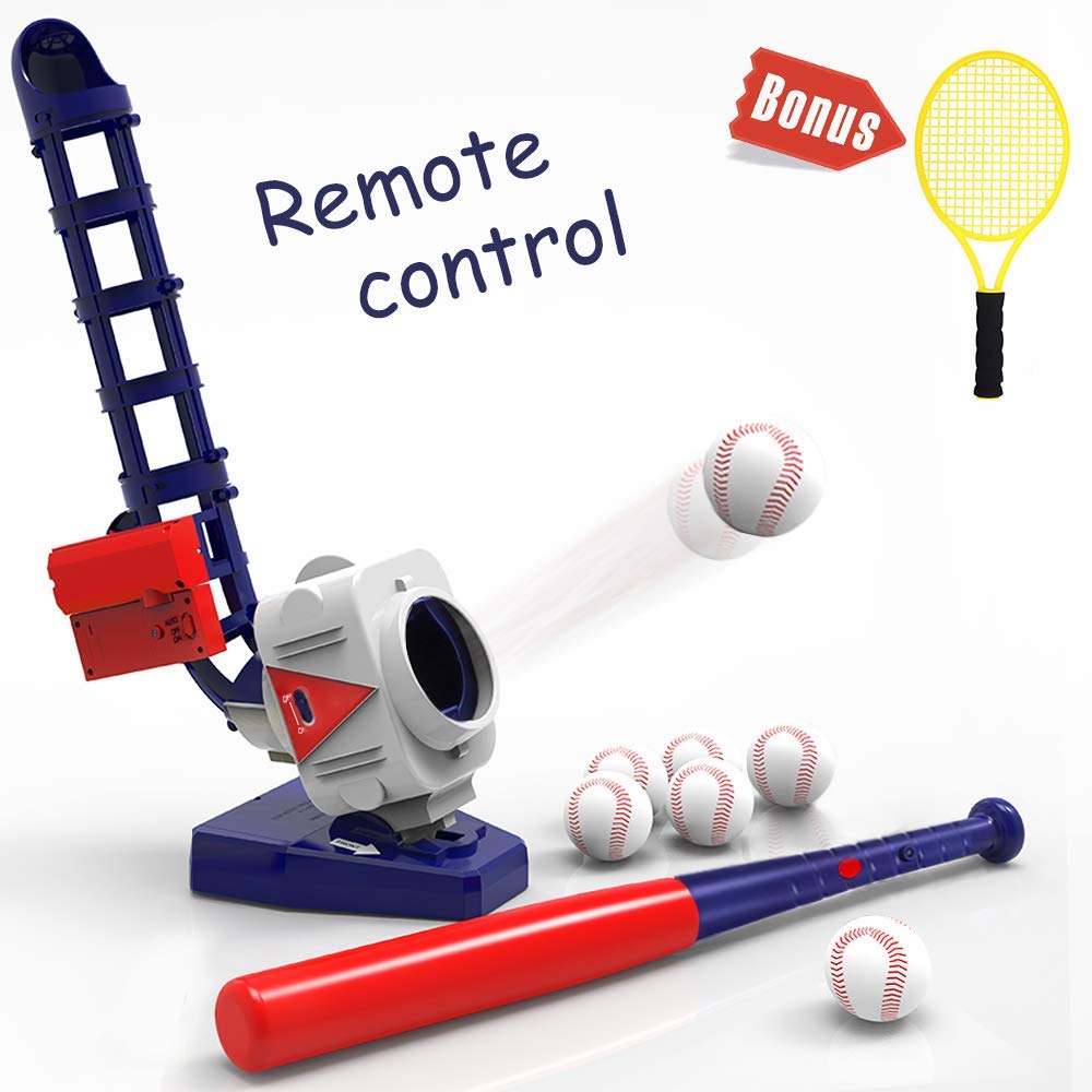 IPlay, iLearn 2 in 1 Da baseball & tennis lancio Macchina, Telecomando pipistrello tutto'aperto Giochi di sport, regali per 5, 6, 7 Anni di Età bambino