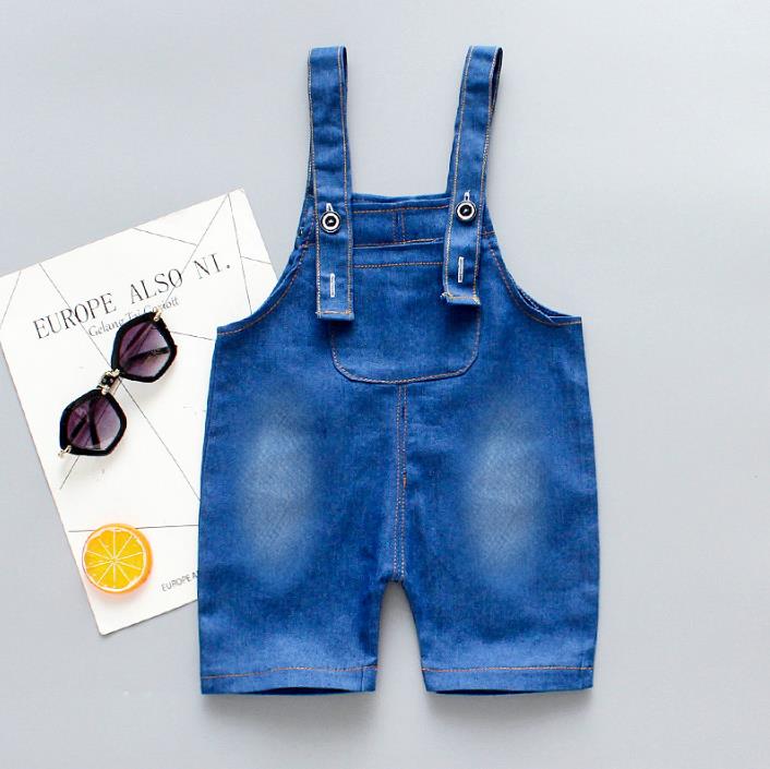 Kids Denim Overalls Baby Suspender Solid Color Trousers Toddler Baby Clothes Summer Loose Romper