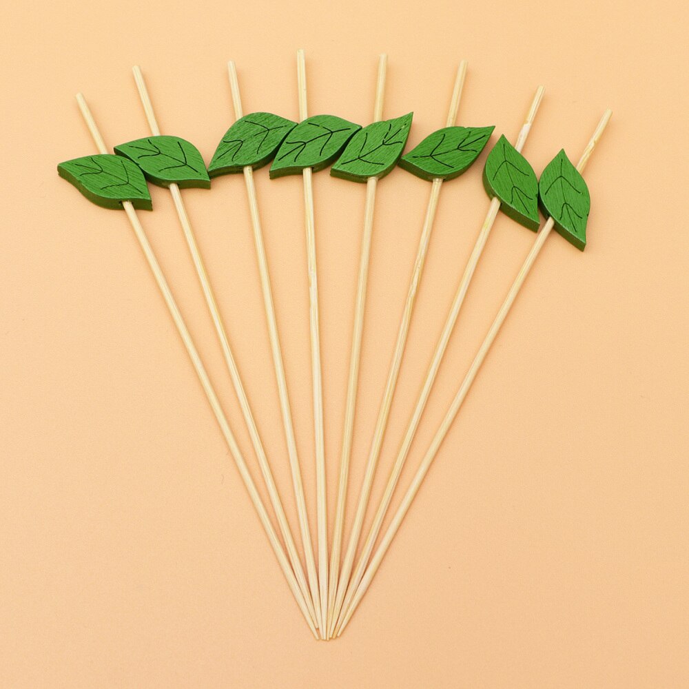 100pcs 12cm Disposable Fruit Picks Bamboo Cake Cocktail Sticks Buffet Desserts Skewer Sandwich Fork Party Wedding Supplies