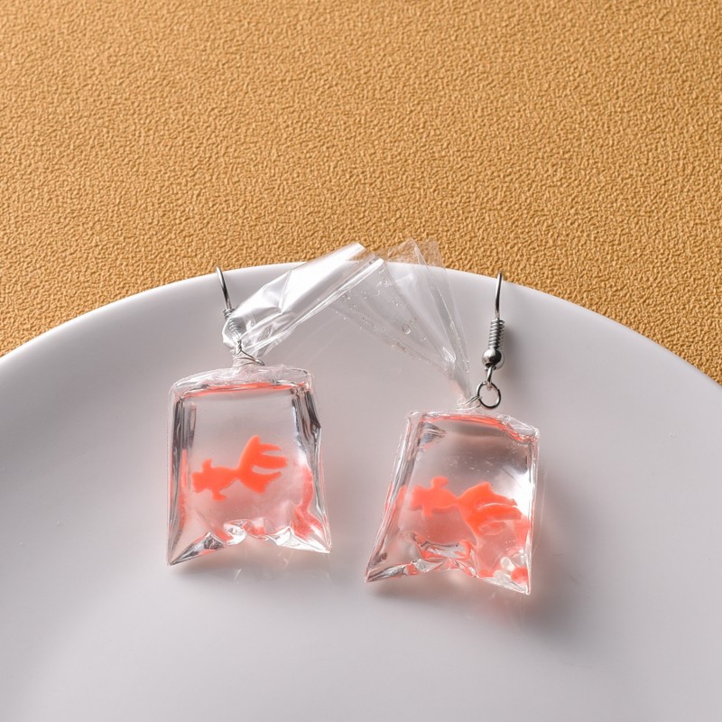 Kreative transparent Koi Fisch goldfisch Wasser Tasche Ohrringe für Frauen Mädchen Niedliche Kleine Goldfisch Baumeln Earing Schmuck Zubehör: H27810