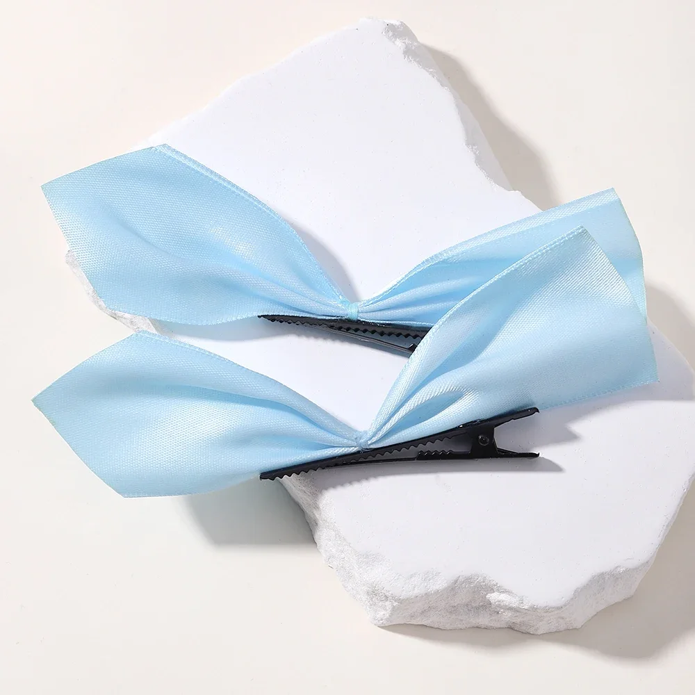 Pinces à cheveux avec ruban noir et blanc, 2 pièces, Vintage, épingle à cheveux latérale, Barrettes mignonnes pour filles, accessoires de coiffure pour femmes: Rose