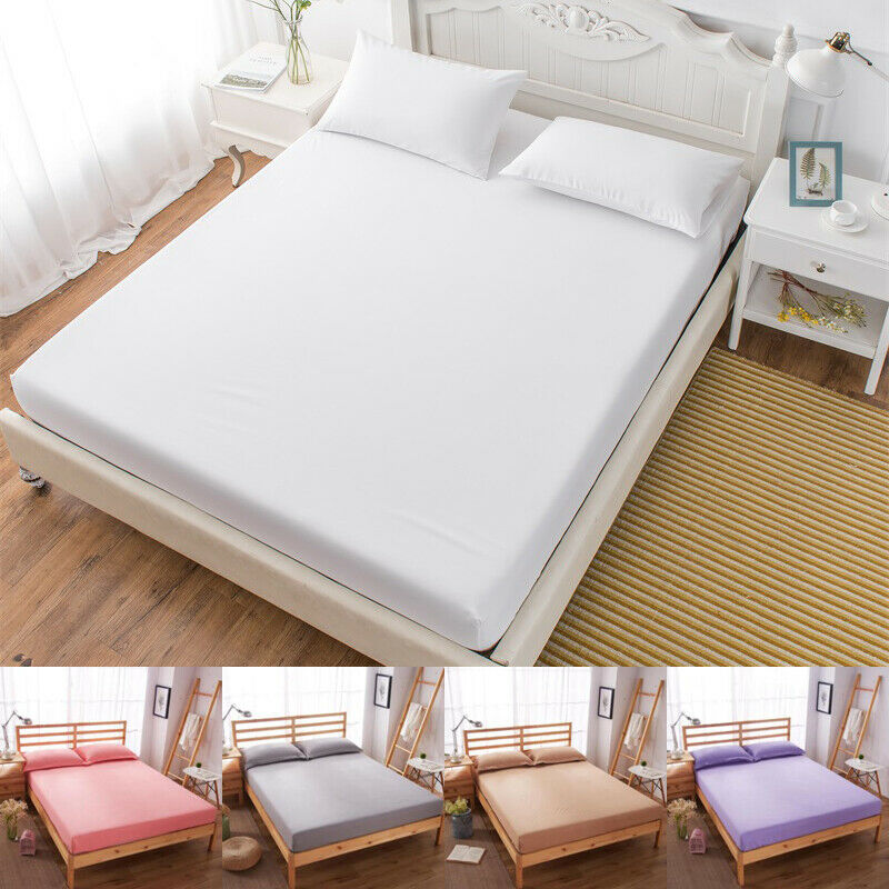 Solid Color Mattress Protector with Elastic Band Sanding Breathable Washable Bed Mattress Cover