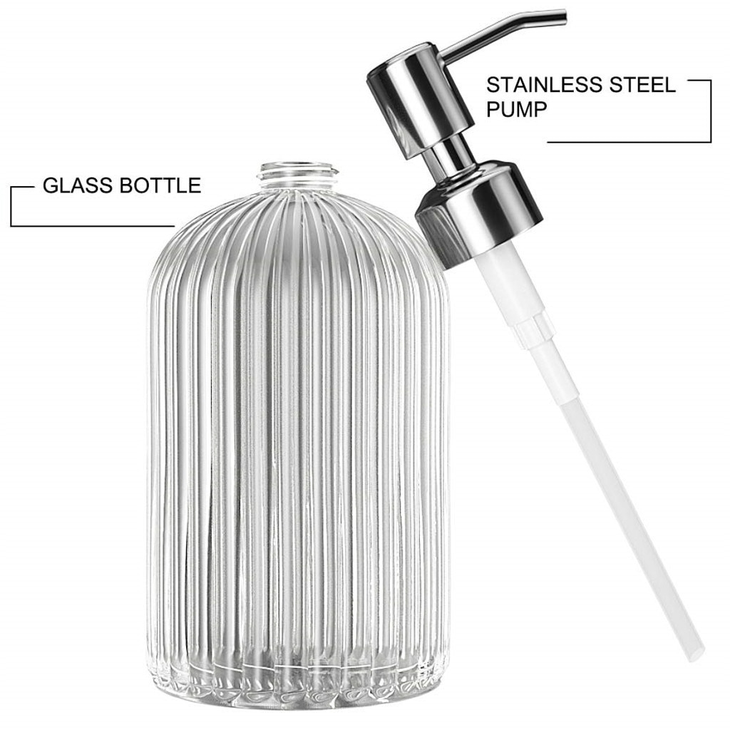 40# Large 18oz Manual Soap Dispenser Clear Glass Hand Sanitizer Bottle Soap Shampoo Dispenser for Hands Cleaning