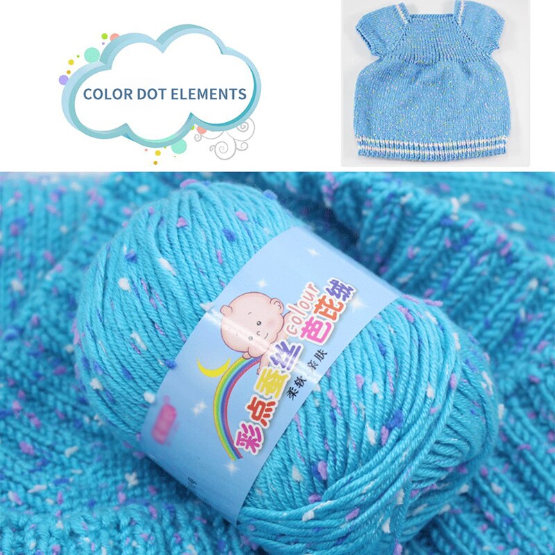 50g Acrylic Knitting Yarn with Colorful Dot Crochet Thread Chunky Wool Spot Pattern DIY Woven Hook Baby Sweater Sock Diaper