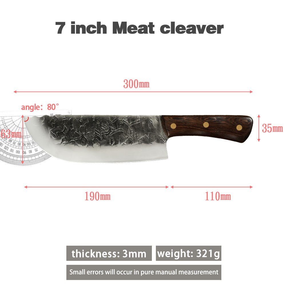 XYj couteau de boucher 7.5 ''forgé à la main, Chef de cuisine en acier inoxydable, couperet à viande, coupe os de poisson, outils de couteau à lame tranchante