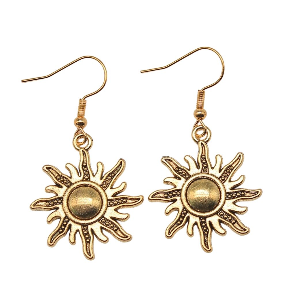 Sonne Anhänger Ohrringe Frauen Jahrgang Ohrringe Handgemachten Schmuck Einfache Ohrring