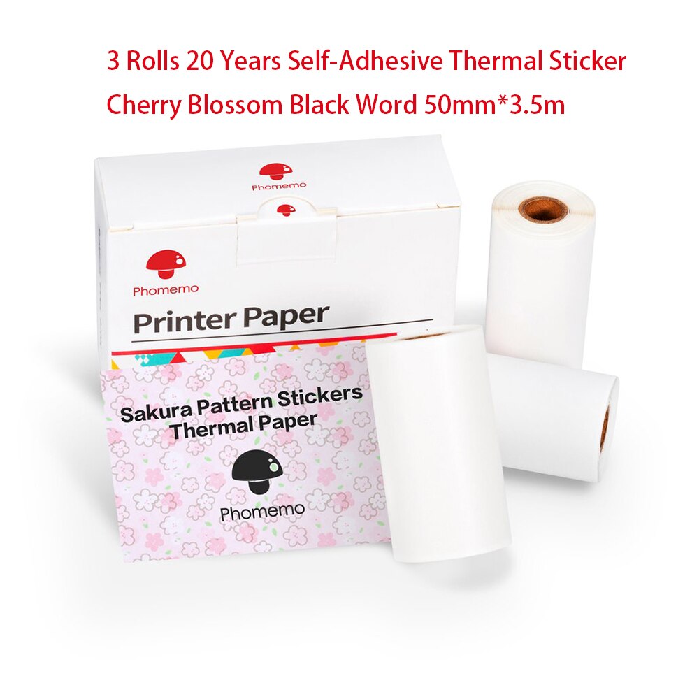 Thermal Paper Phomemo Printable Sticker Self Adhesive Photo Paper Roll for Phomemo M02/M02S/M02Pro Mini Portable Printer Labels: Style 11