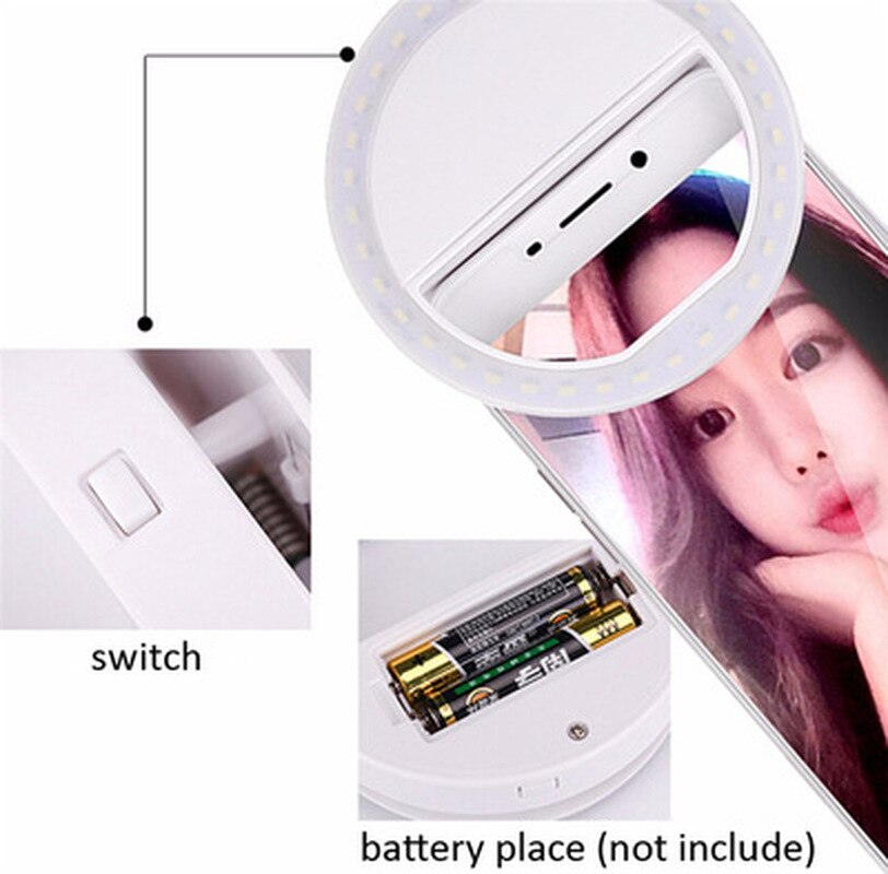 Makeup Mirror Mobile Phone Light Clip Selfie LED Auto Flash For Cell Phone Smartphone Round Portable Selfie Flashlight