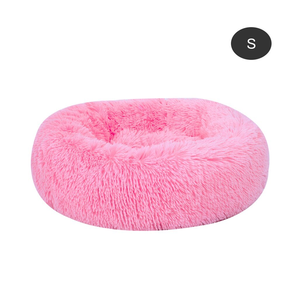 Ronde Hond Bed lange pluche Hond Kennel Wasbare Kat Huis Zachte Katoen Matten Sofa Voor kleine grote Hond Chihuahua Hond mand huisdier bed: A-Pink / 45cm