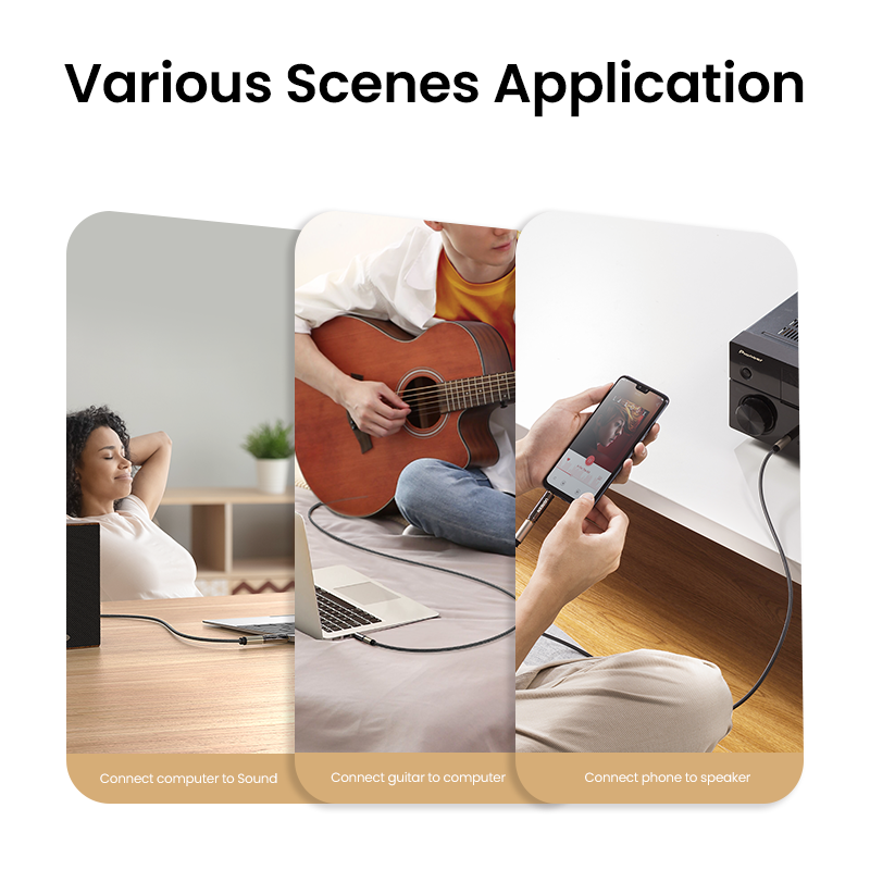 UGREEN Adapter 3,5 mm do 6,5 mm 6,35 mm 1/4 Pozłacany adapter męski z czystej miedzi na AUX żeński na gniazdo mono Adapter złącza audio 2 szt.